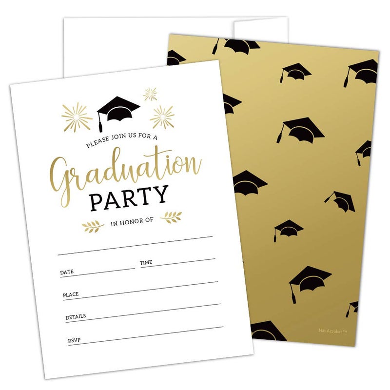 Hat Acrobat 2025 Graduation Party Invitations with Envelopes Graduation Party Announcement Cards for High School or College, 25 Pack (25) - Image 1